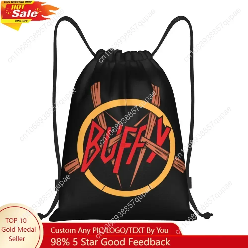 Custom Buffy The Vampire Slayer Drawstring Bags for Shopping Yoga Backpacks Men Women Supernatural TV Show Sports Gym Sackpack