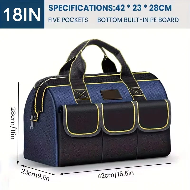 16in/18in Multifunctional Tool Bags 1680D Oxford Cloth Electrician Bags Waterproof and Wear-Resistant High Capacity Storage Bags