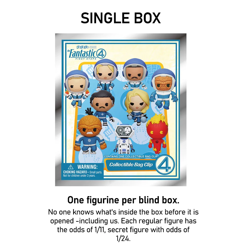 Fantastic Four Officially Licensed Blind Box Reed Sue Thing Johnny Herbie Collectible PVC Keychain Mystery Gift 1Pc MARVEL