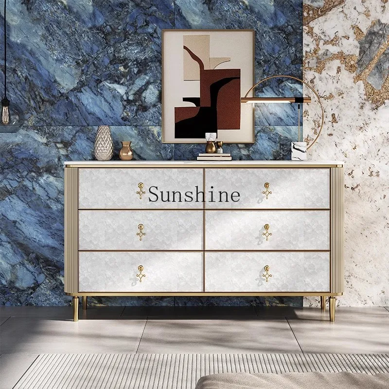 

Solid wood light luxury shell side cabinet living room bedroom decoration storage multi-functional customization