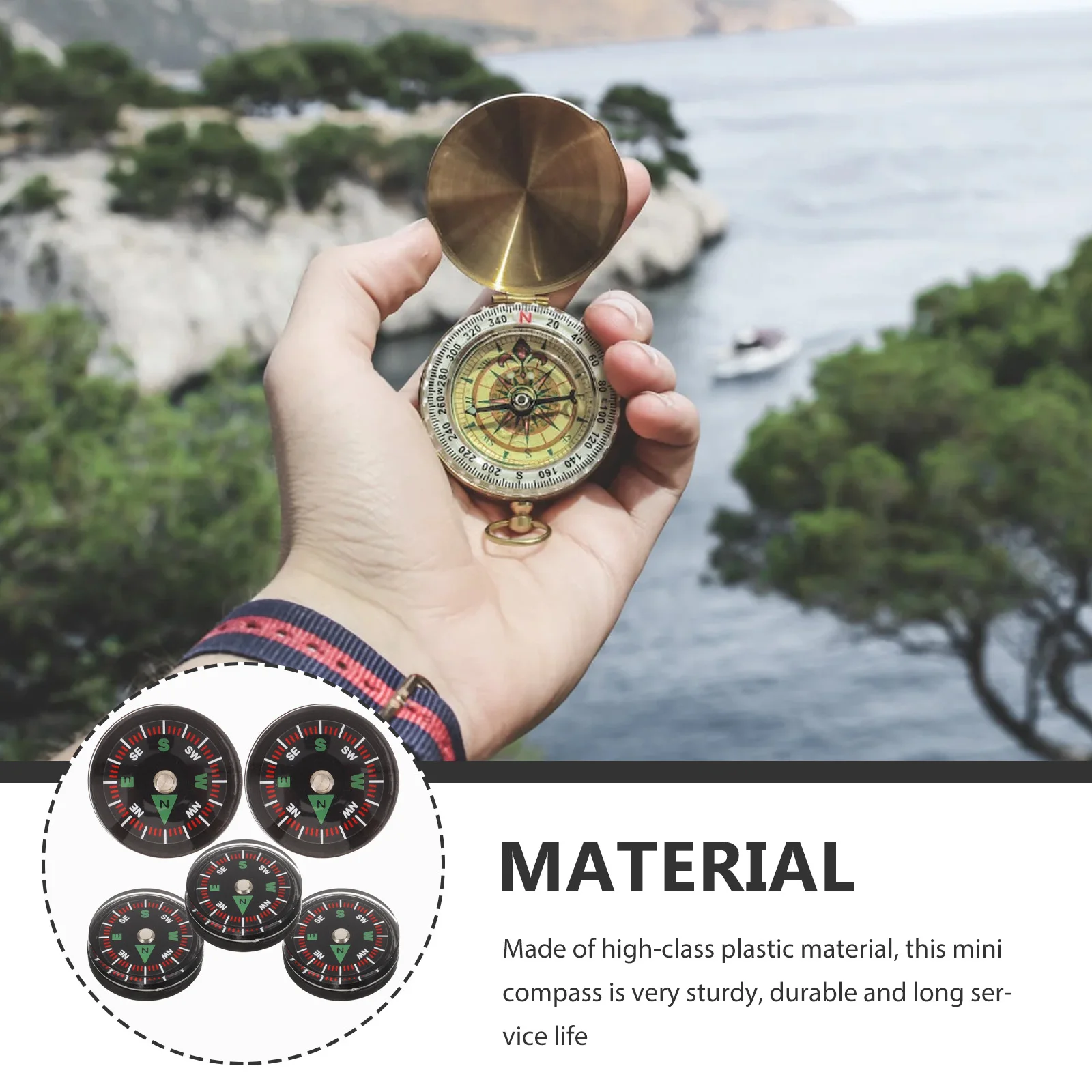 

5Pcs Sensitive Mini Compass Accurate Direction Pointer For Hiking Activities
