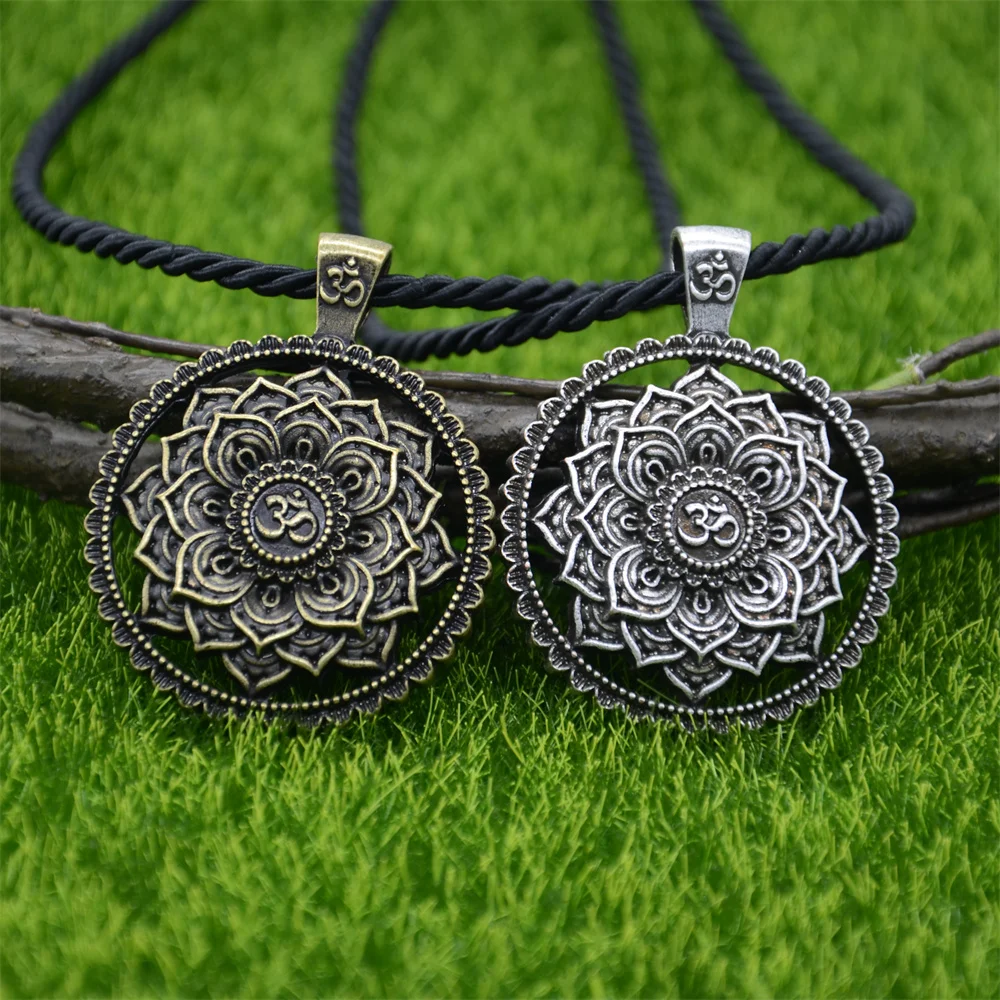 Elegant Lotus Flower OM Mandala Yoga Spiritual Womens Pendants Dainty Necklace Jewelry Mothers Day Gifts