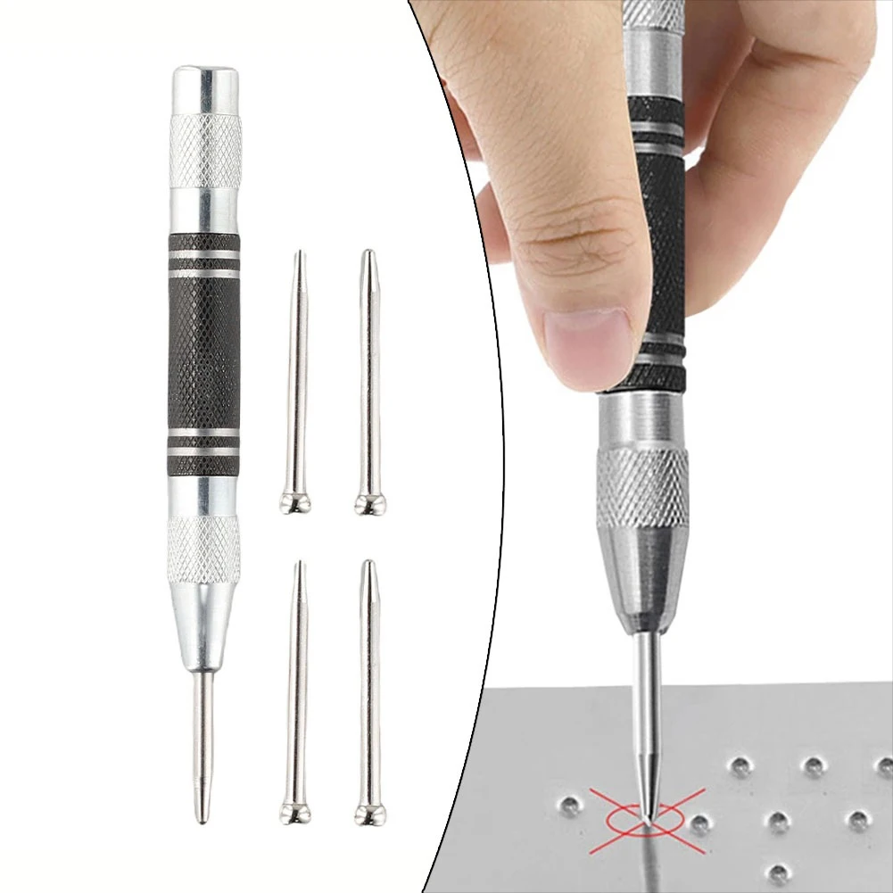 1 Set Automatic Center Punch Spring Adjustable Pin Impact Marker Punch Set Woodworking Glass Press Dent Metal Drill Hand Tools