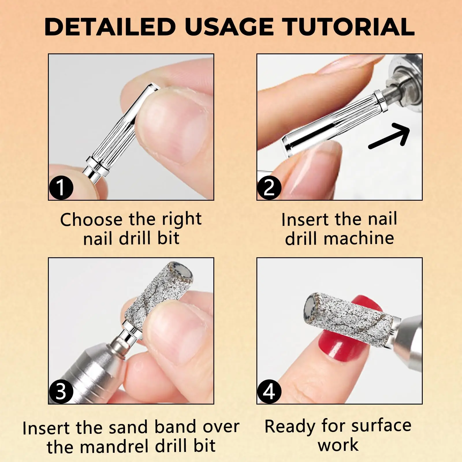 1/5/10 Stück 3mm Mandrel-Bit Nagelschleifband Maniküre Nagelentferner Schleifkappen Schneidwerkzeuge – Detail 3