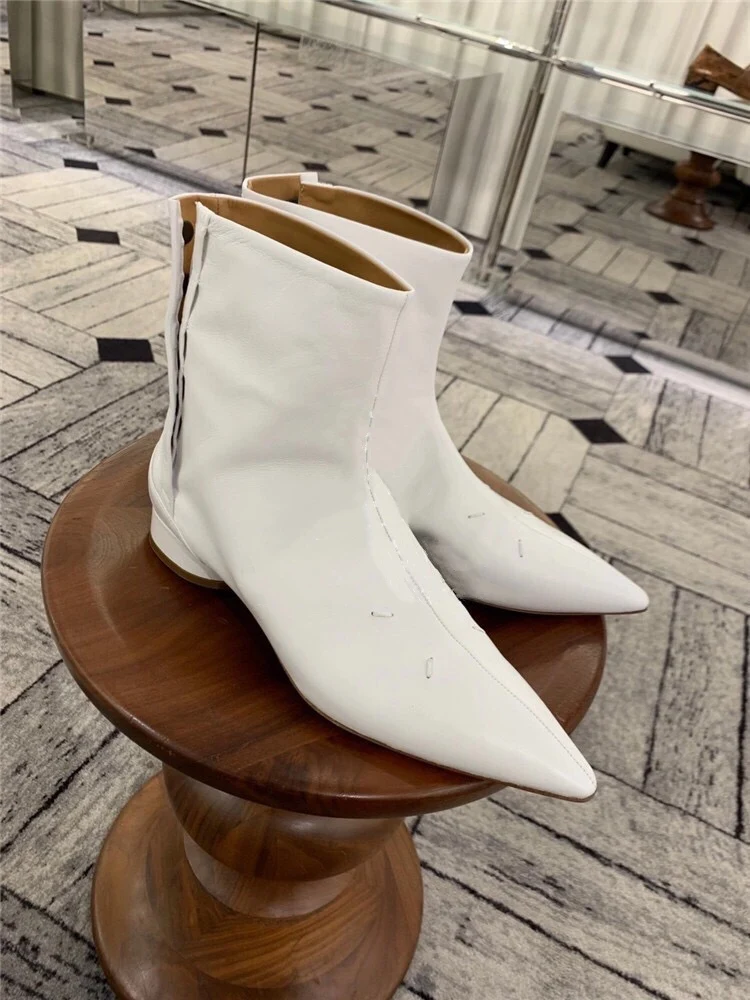 

Pointed Toe Ankle High Boots Fall/ Winter Square Heels Zippers Women Shoes Casual Zapatos Mujer