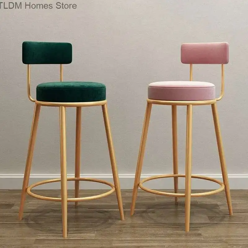 Moderno velluto Sedia da bar sgabelli alti da cucina Sedia da bar per la casa con schienale sgabelli in metallo INS sgabelli da bar altezza bancone mobili