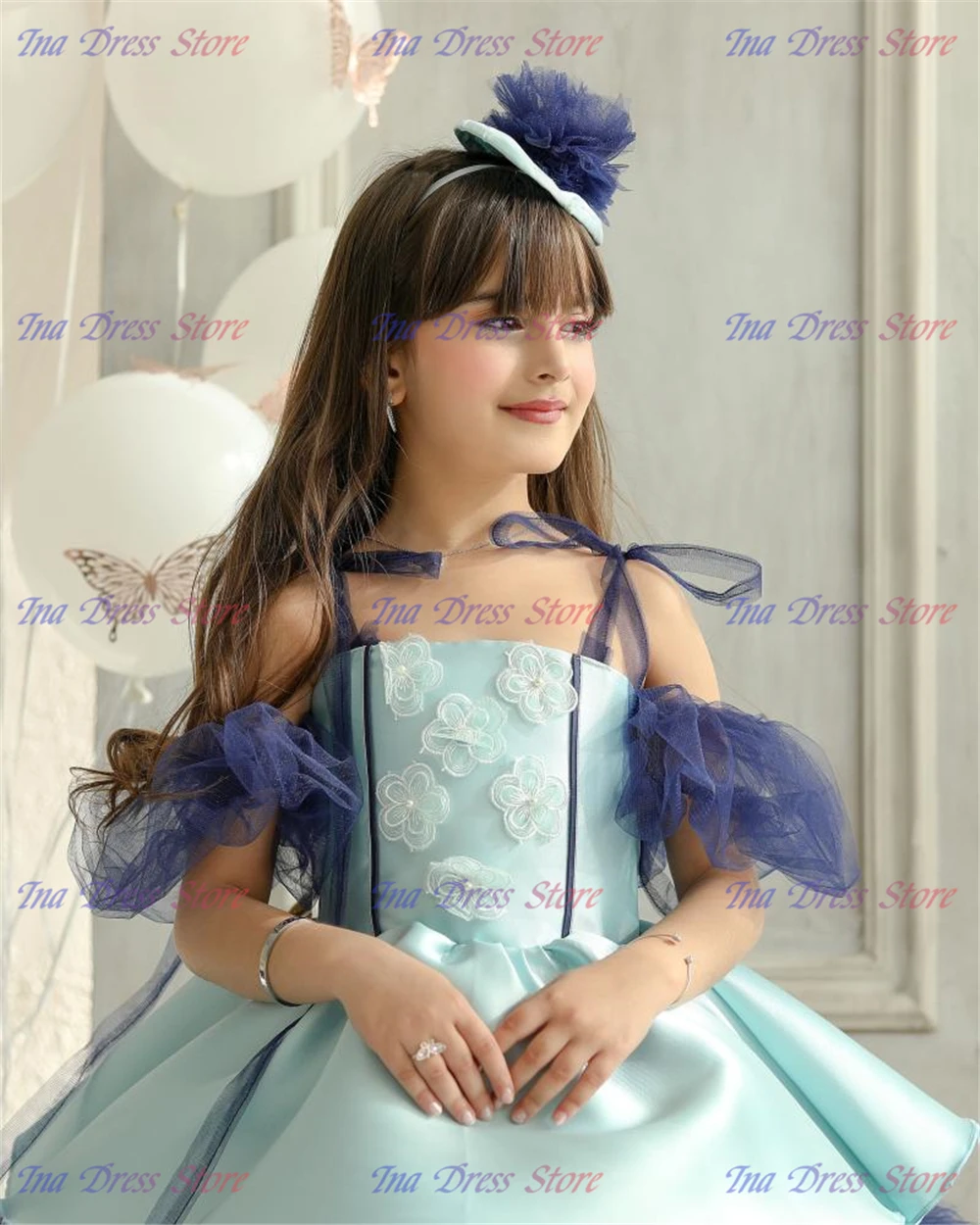 

Качественное милое пышное атласное платье с короткими рукавами и тюлем для девочек с цветочным узором, детские вечерние бальные платья принцессы для дня рождения