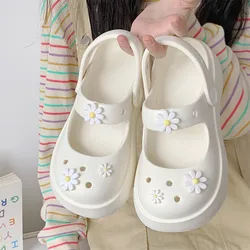 2023 New Sandals Slippers Cute Little Flower DIY Hole Garden Shoes Lolita Hole Shoes Thick Sole EVA Outdoor Two Wear Slippers