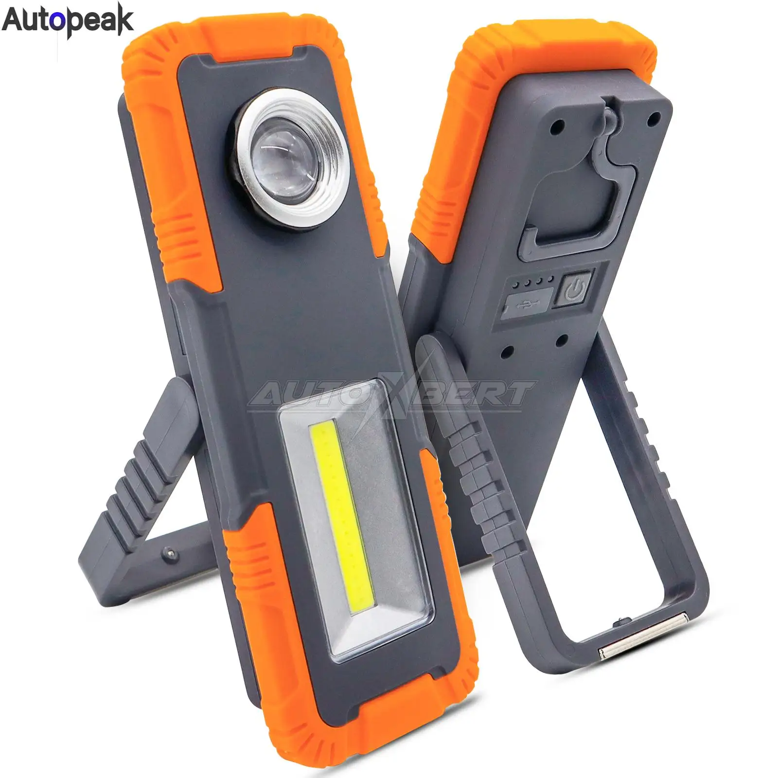 LED Work Light Cob Flood & Spot Flashlight Rechargeable Torch Zoomable w/ Magnetic Base Rotating Hook Car Repair Camping Machine