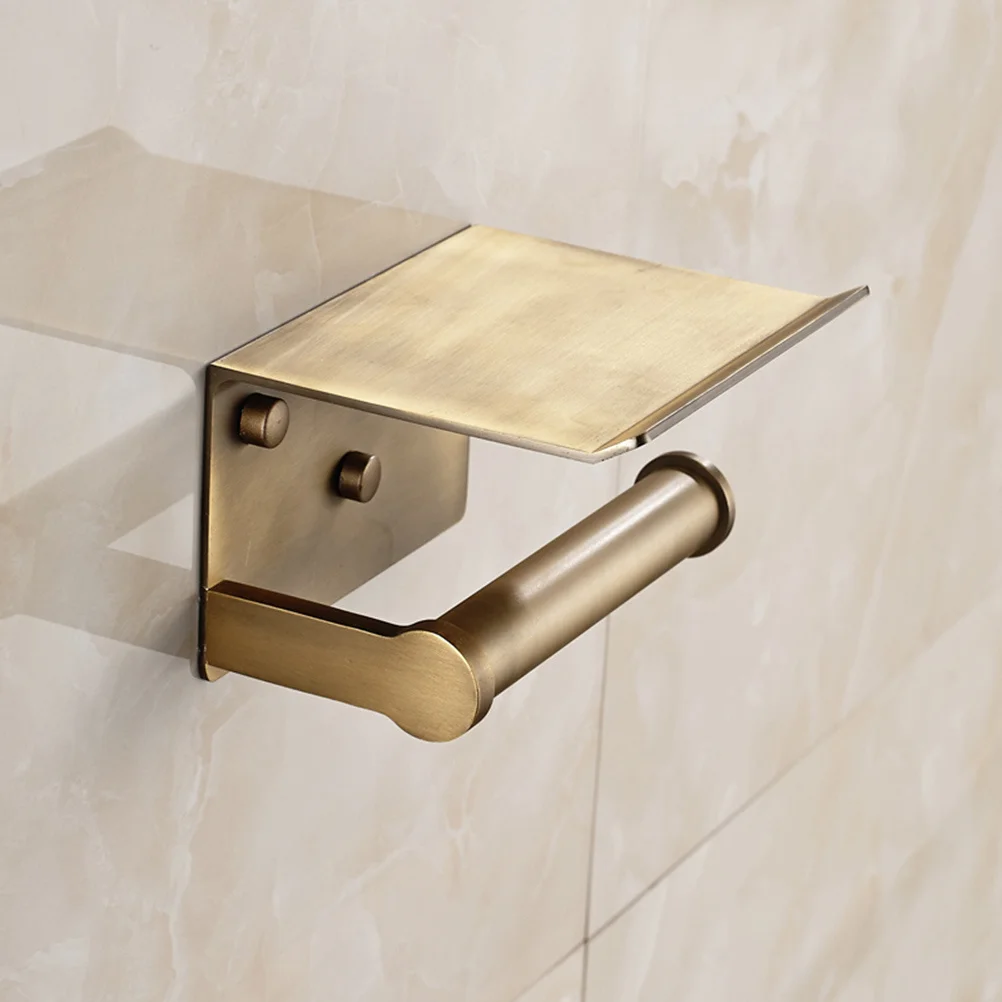 

2 in 1 Multifunctional Phone and Tissue Holder Space Aluminum Bathroom Shelf for Mobile Roll Storage Wall Mounted Accessories