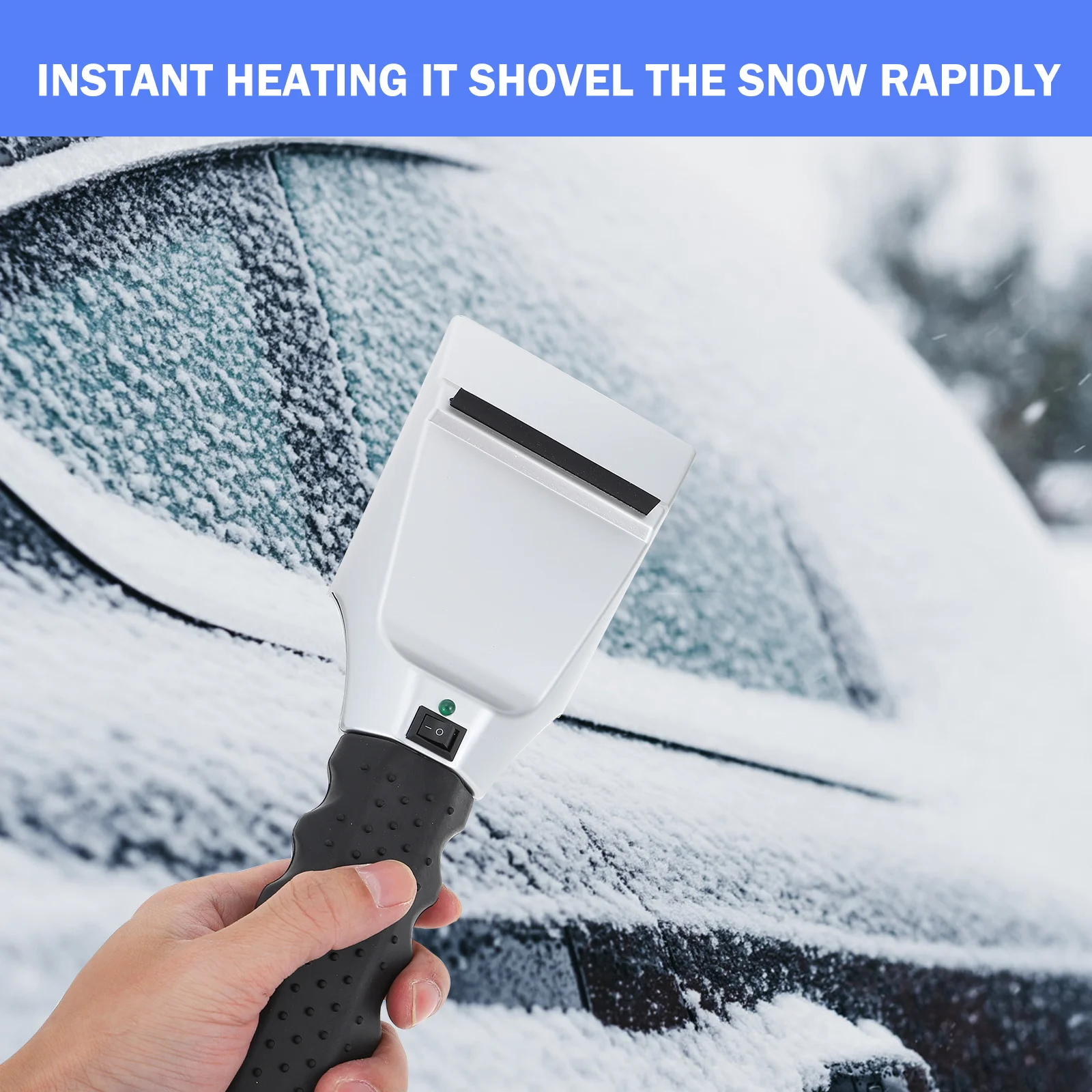

12V Heating Snow Shovel Ice Scraper Resistant Electrical Performance Anti Handle Rapid Snow Removal Rubber Wiper