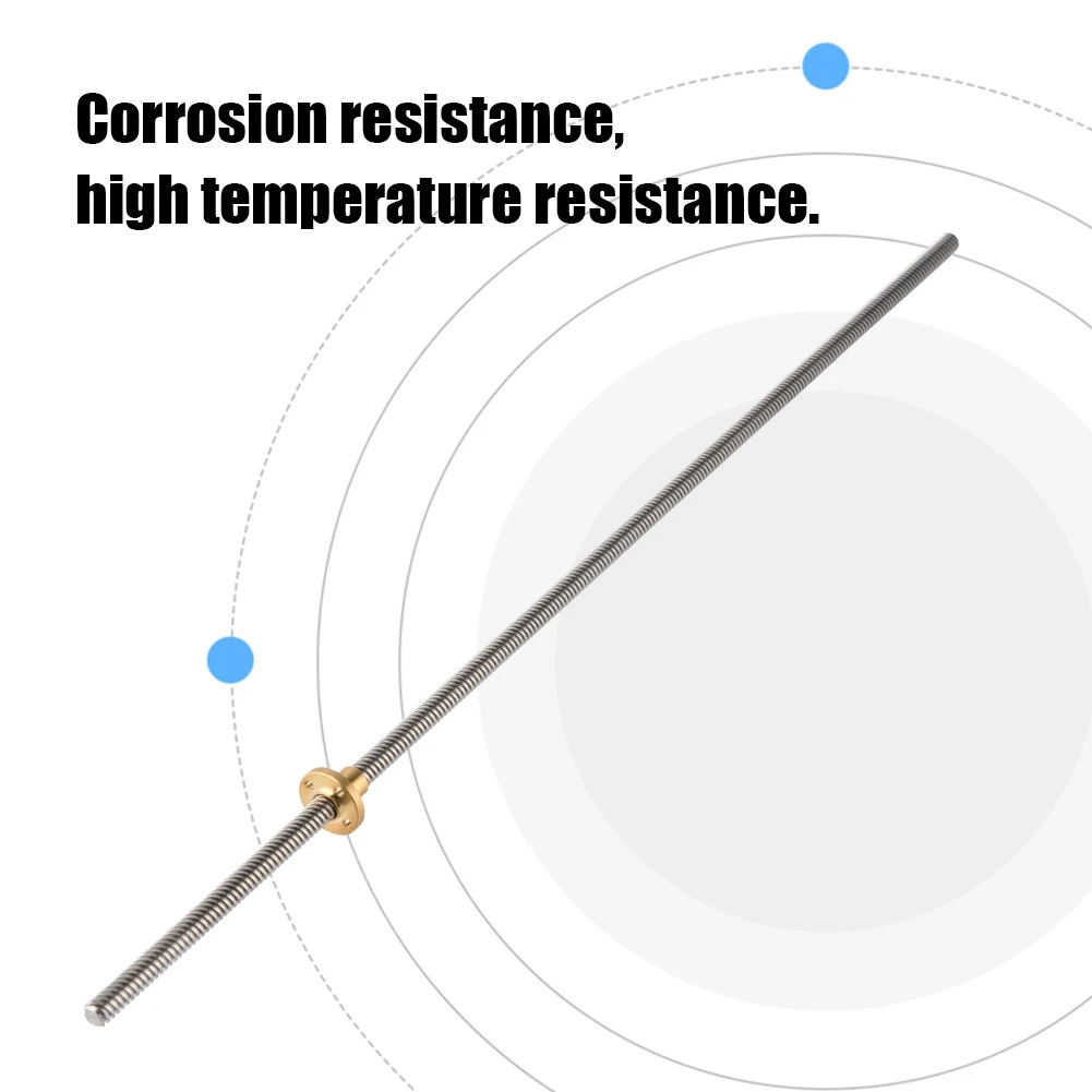 T8 8mm Trapezoidal Stainless Steel Threaded Rod Lead Screw & Brass Nut for 3D Printer T