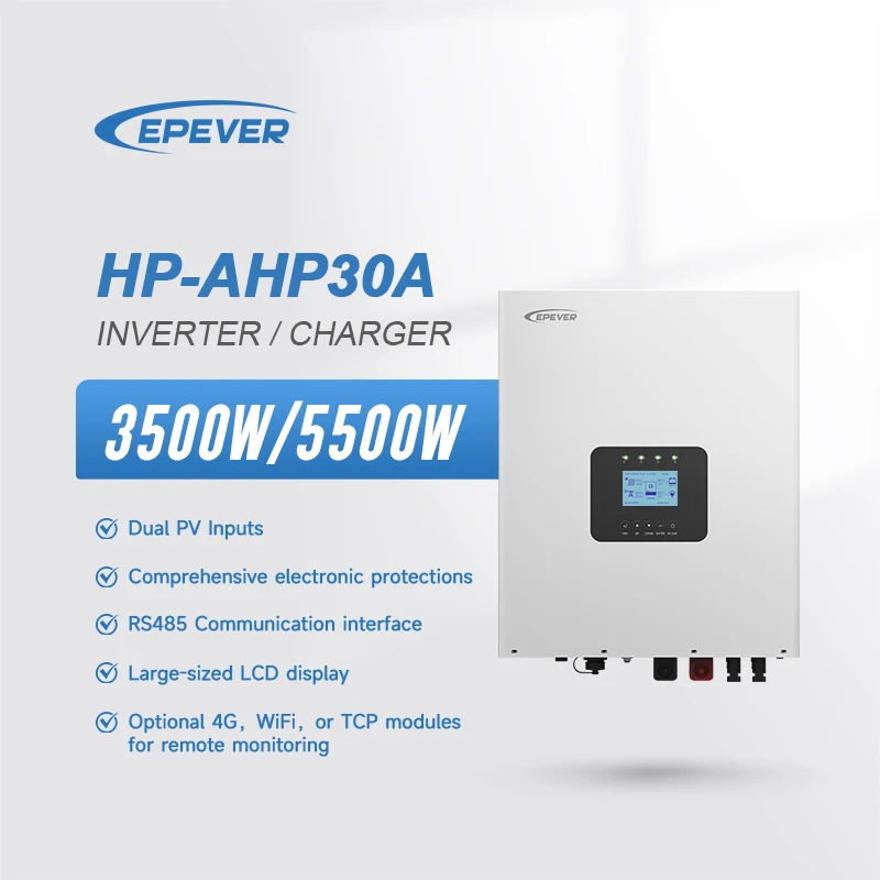 

Epever 3.5KW 5.5KW Solar Inverter 24V 48V Solar Hybrid Inverter Pure Sine Wave Off Grid Inverter for Solar System with MPPT