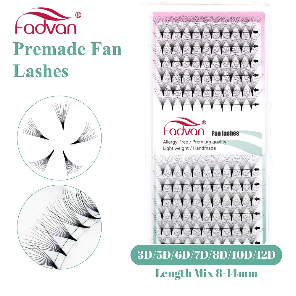 FADVAN-Premade Volume Fan Lashes Extensões, suprimentos de extensão para cílios, macio, 3D, 5D, 6D, 10D, 12D, 20D, 30D, 8-14 Mix