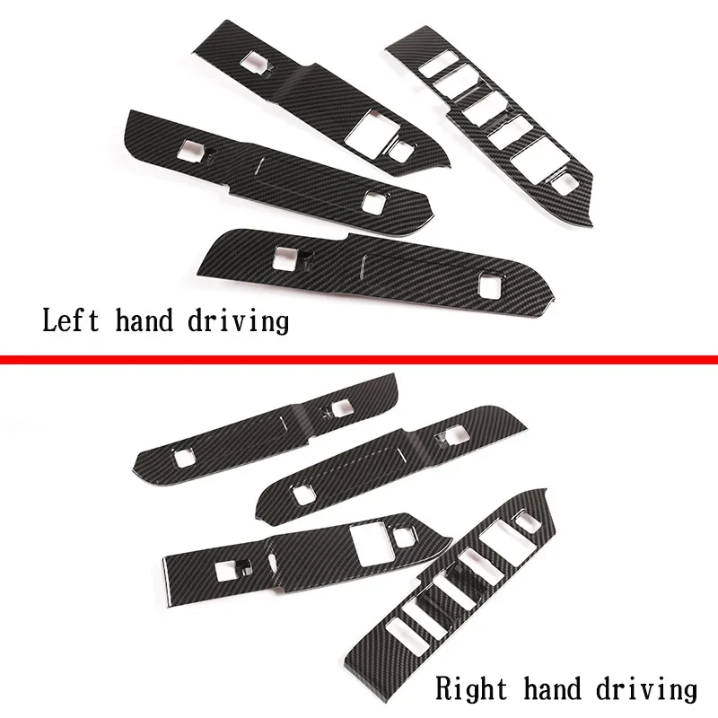 Car Accessories For Land Rover Defender 20-24 ABS Carbon Fiber Window Lift Switch Buttons Frame Cover Trim Stickers L H D& R H D