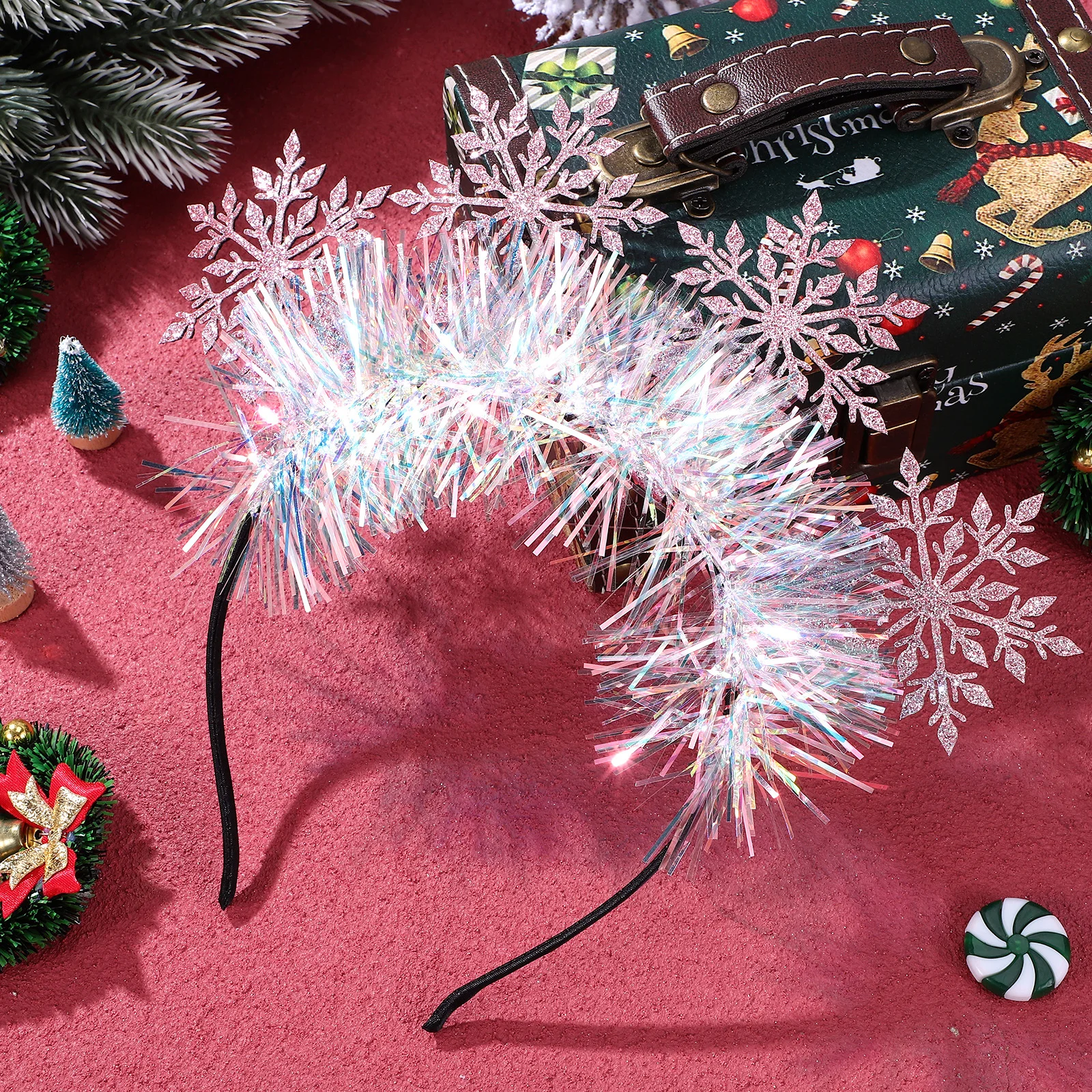 

2Pcs Snowflake Christmas Headbands Glitter Holiday Headbands for Women Party Cosplay Hair Accessories Festival Decoration