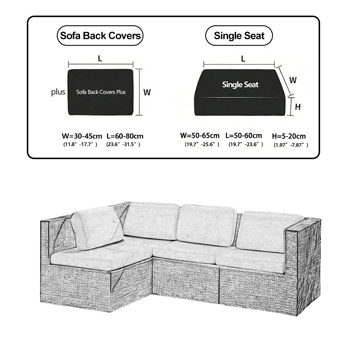 8pcs High-Density Solid Color Milk Silk Outdoor Sofa Seat Cushion Cover, High Elasticity  Semi-Enclosed Sofa Cushion Cover