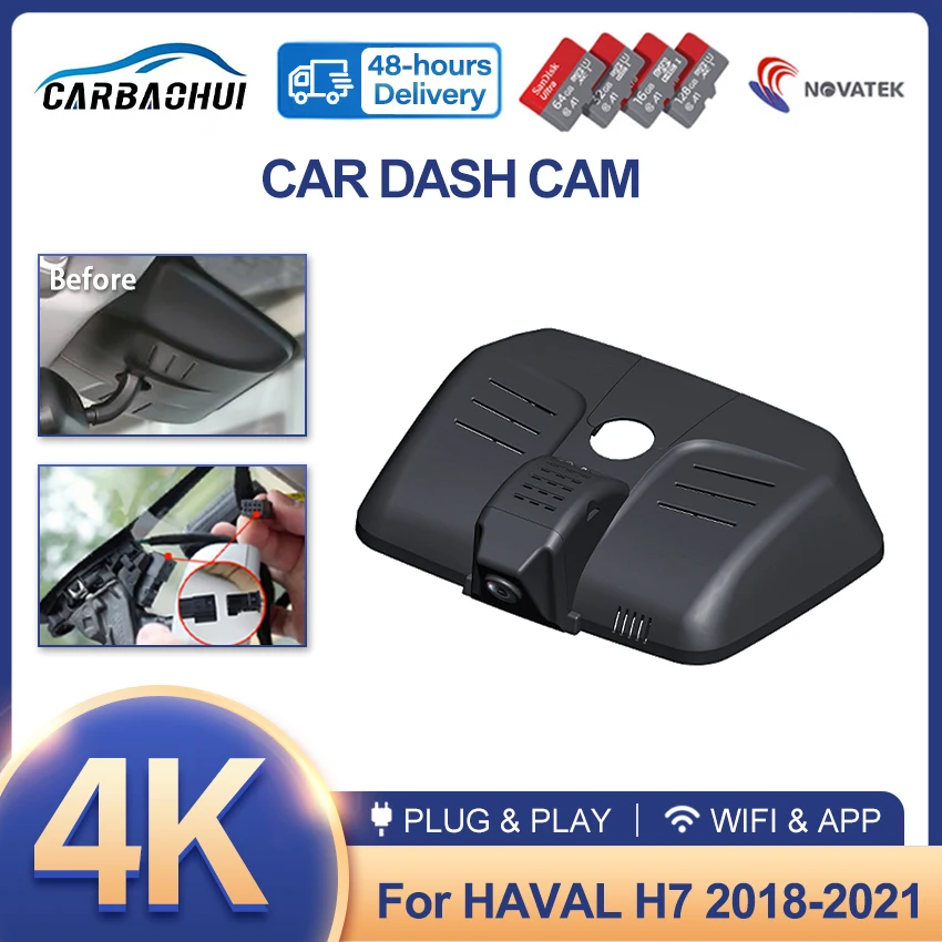 

New! Car DVR 4K 2160p Video Recorder Plug and play Dash Cam Camera HD Night vision For HAVAL H7 2018-2021 2022 2023