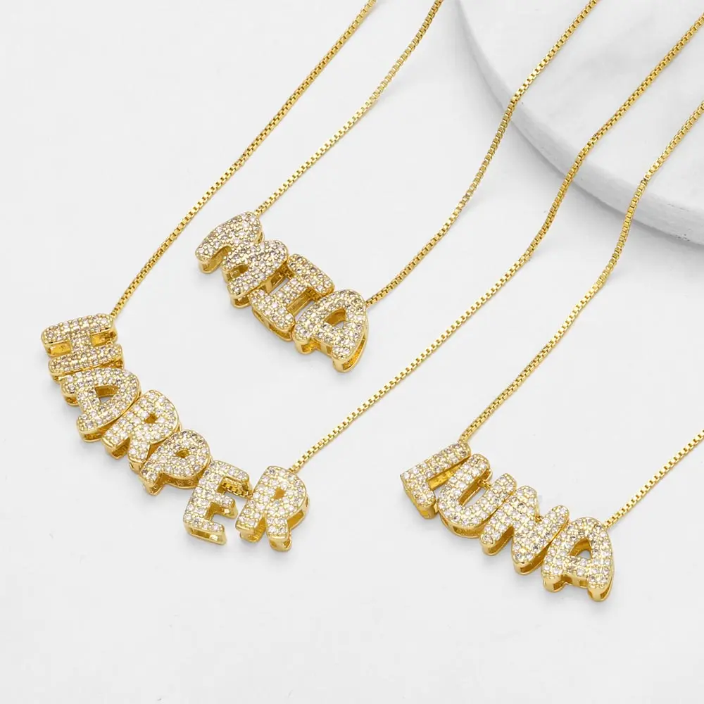 Small Full Crystal 26 Letters Necklaces for Women Copper Gold Plated Custom Name Necklaces Initial Jewelry Gifts nken39