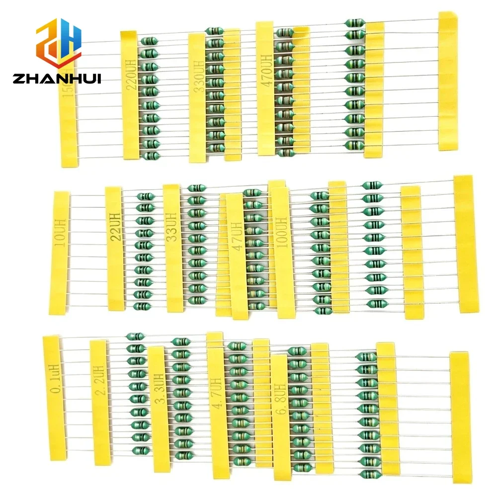 120Pcs 0307 DIP Assorted Inductor Kit 1/4W Color Ring Axial Lead Fixed Inductors 1uH-470uH 12 Values Electronic Components Set