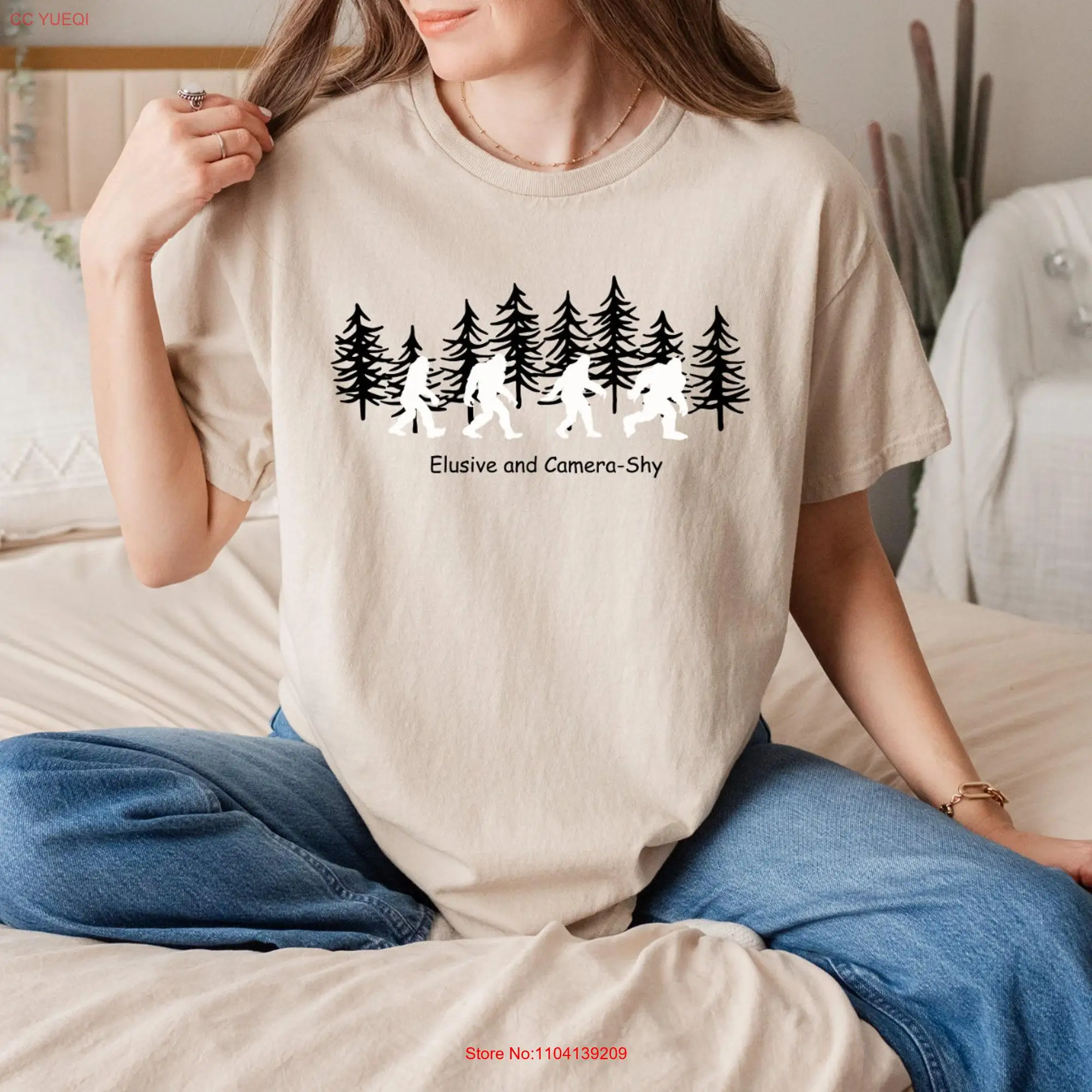 Elusive and camera shy Softstyle T Shirt BigfooT outdoor camping hiking long or short sleeves