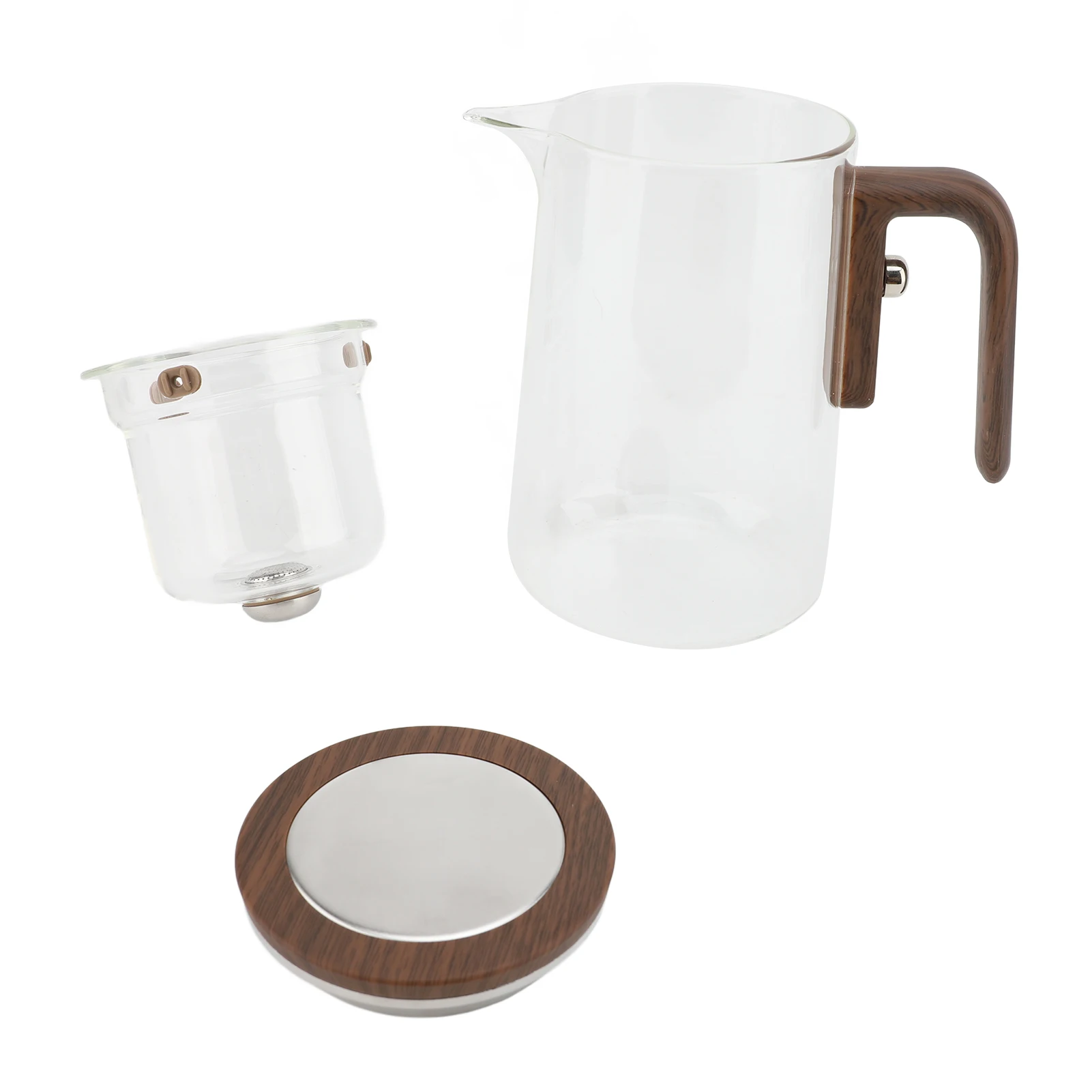 

Стеклянный чайник Стеклянный чайник с разделением воды и ситечком 800 мл Прозрачный чайник с деревянной ручкой Безопасная магнитная крышка