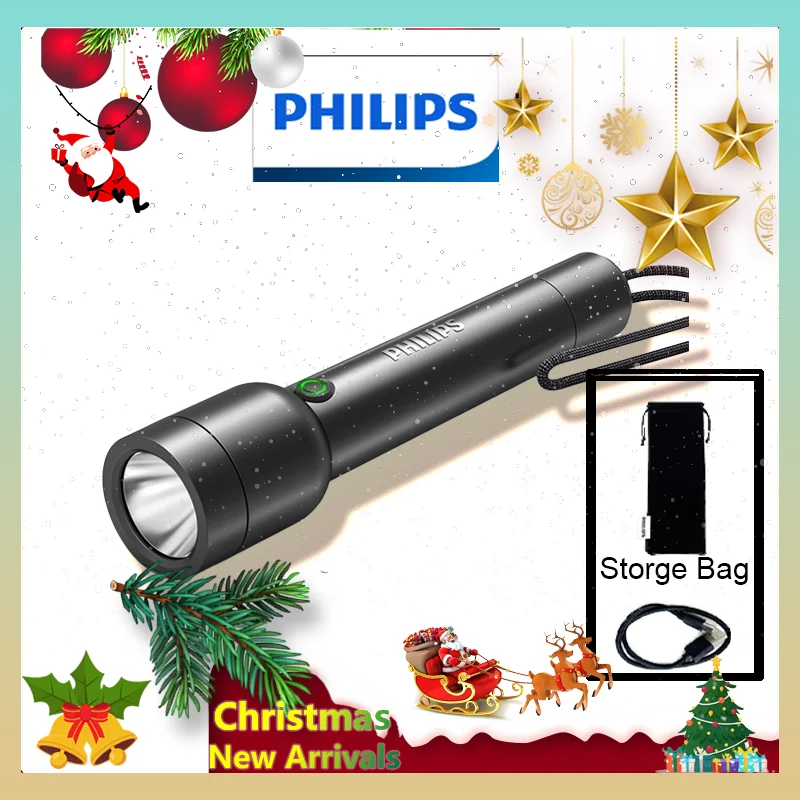 Philips New SFL1236 EDC Portable Flashlight Rechargeable LED Flashlights for Defensa Personal Self Defense Camping Hiking