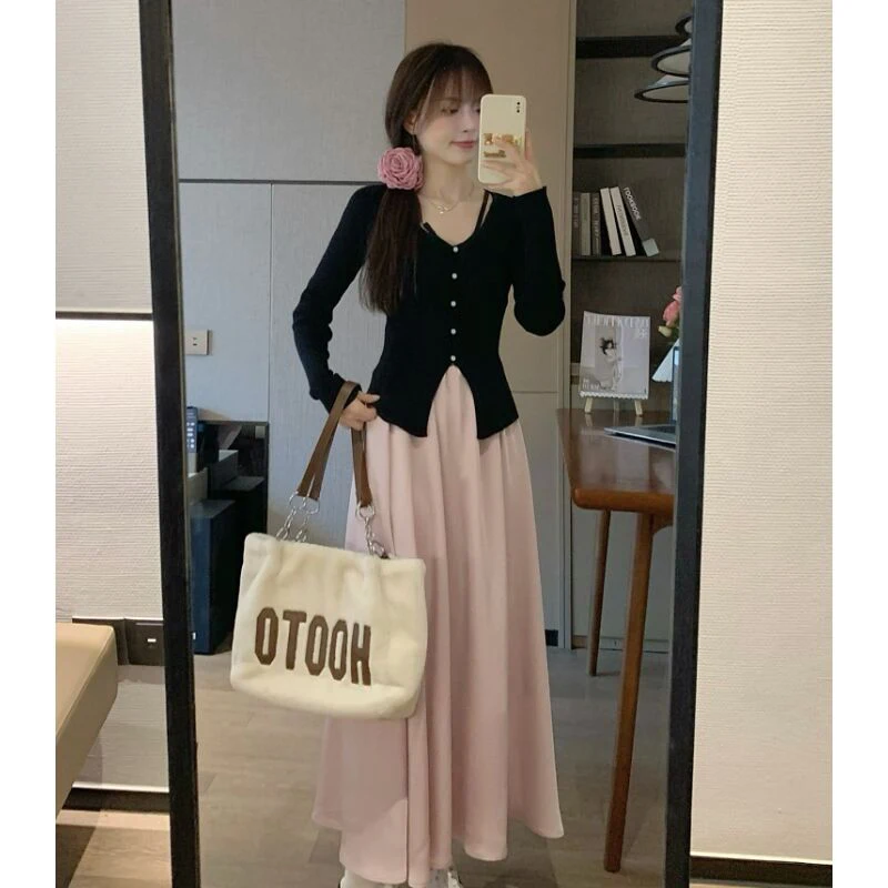 

Long Sleeved T Shirts Printed Womens Autumn Snap Tab Neckline Pleat Waist British School Youth Patch Pocket Textured Slim Fit OL