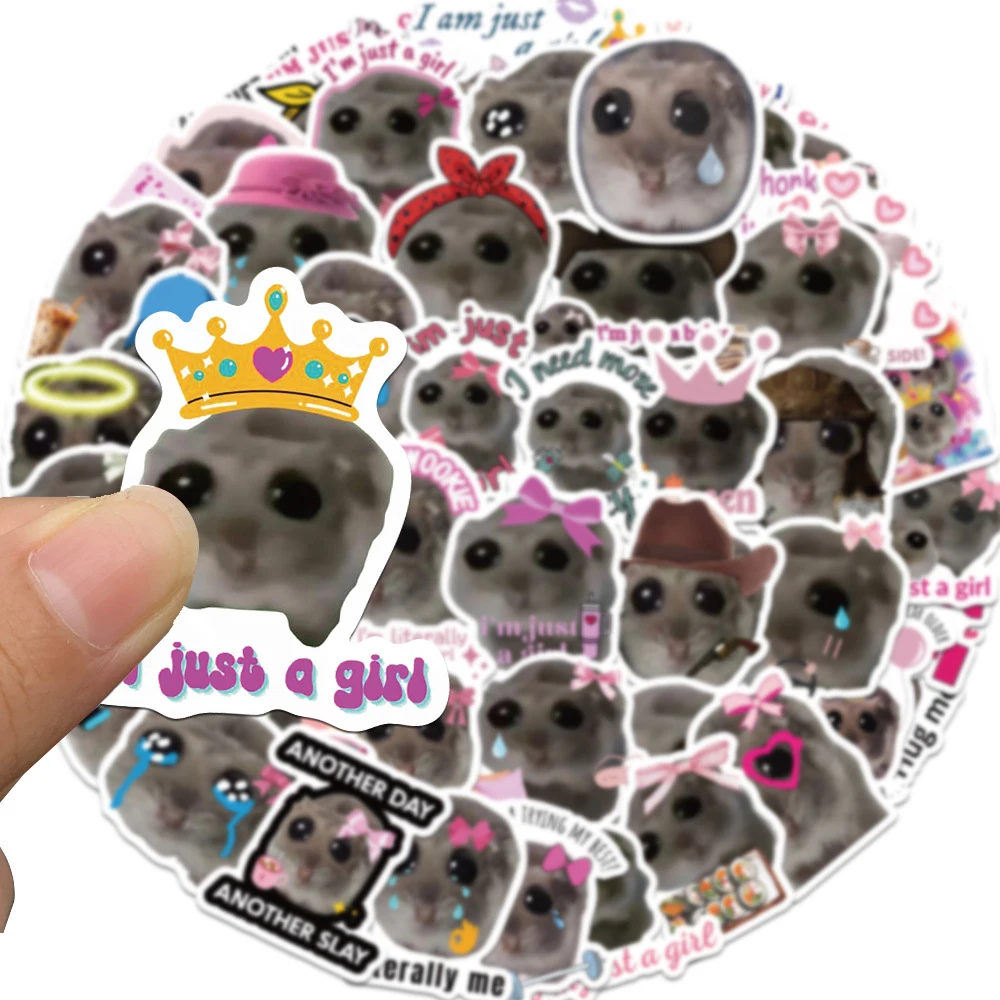 10/30/56pcs Cute Sad Hamster Meme Stickers Funny Animal Graffiti Sticker for Kids Toy Skateboard Luggage Phone Waterproof Decals