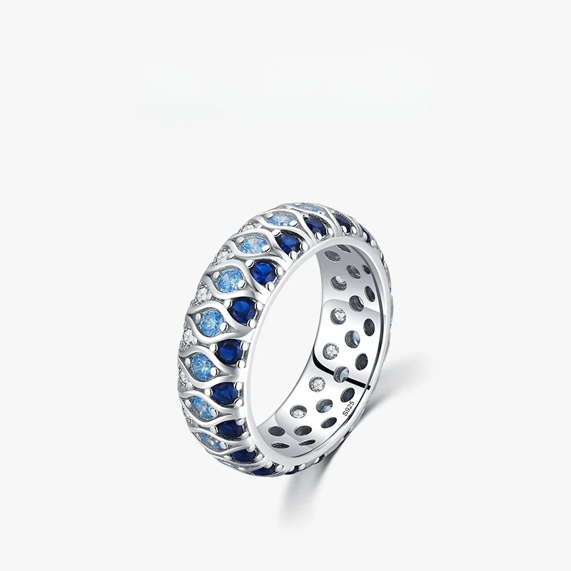 

S925 Sterling Silver Ring Flashing Zircon Ladies Fashion Light Luxury Handmade High-end Full Diamond High-end Jewelry