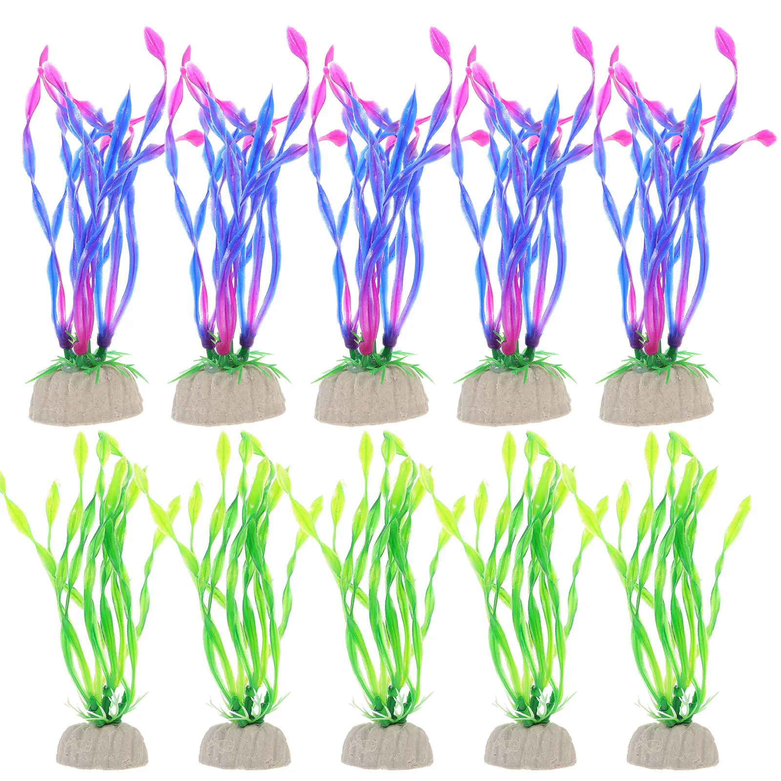 

10Pcs Lifelike Aquarium Plastic Plant Decorations Steady Base Faux Flower for Visual Appeal Plastic Flower