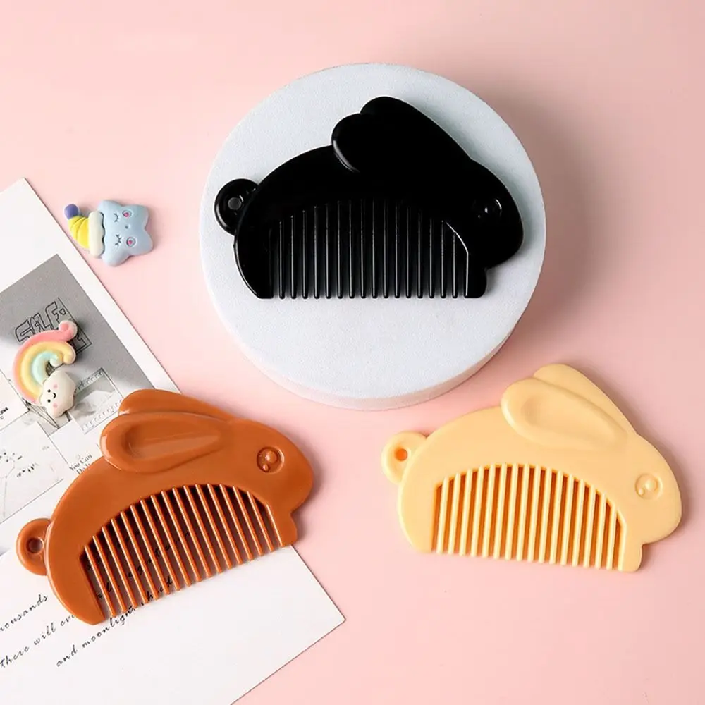 Cute Pocket Comb Plastic Comb Pencil Bag Decor Rabbit Shaped Rabbit Comb Schoolbag Pendant Cartoon Small Comb Makeup Tool