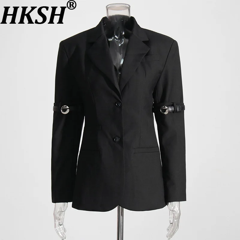 

HKSH Spring Autumn New Women Blazer Notched Collar Long Sleeve Single Breasted Elegant Fashion Ins Coat Versatile Jacket HK16262