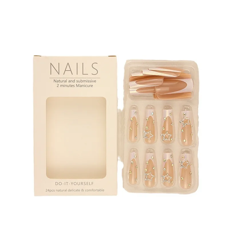 

Носите длинные ногти, французская пентаграмма, звезда, вспышка, алмазная нашивка для ногтей, патч для ногтей