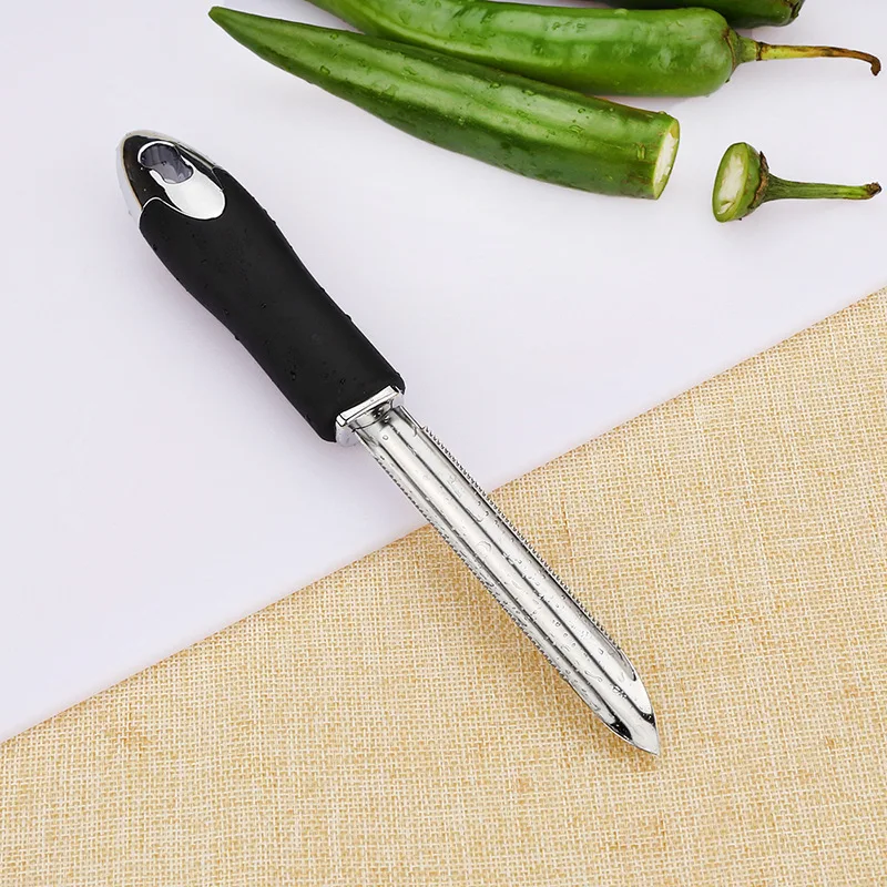 칠리 코어 추출기 홈 휴대용 스테인레스 스틸 호박 Courgette 오이 Corers 톱니 모양의 가장자리가있는 특수 주방 가제트