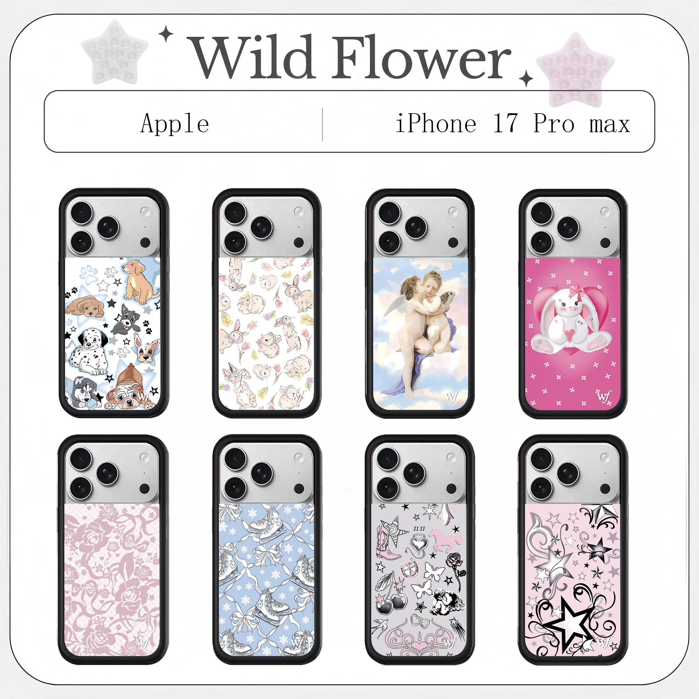 جديد Wildflower ثلاثية الأبعاد WF الملاك قضية الهاتف آيفون 17 16 15 14 13 12 برو ماكس زائد الحيوان كلب صغير أرنب غطاء Funda 17 برو