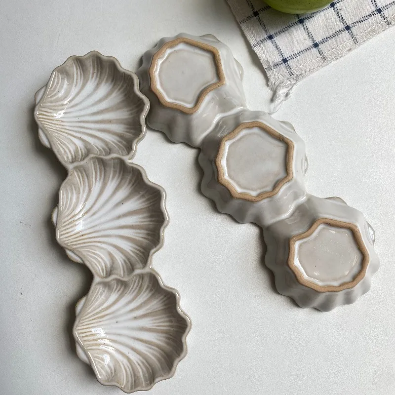 Nordic Ceramic Shell-shaped Dipping Sauce Dish Kitchen Dining Table Hotel Spice Soy Sauce Dish Craft Home Decoration Accessories