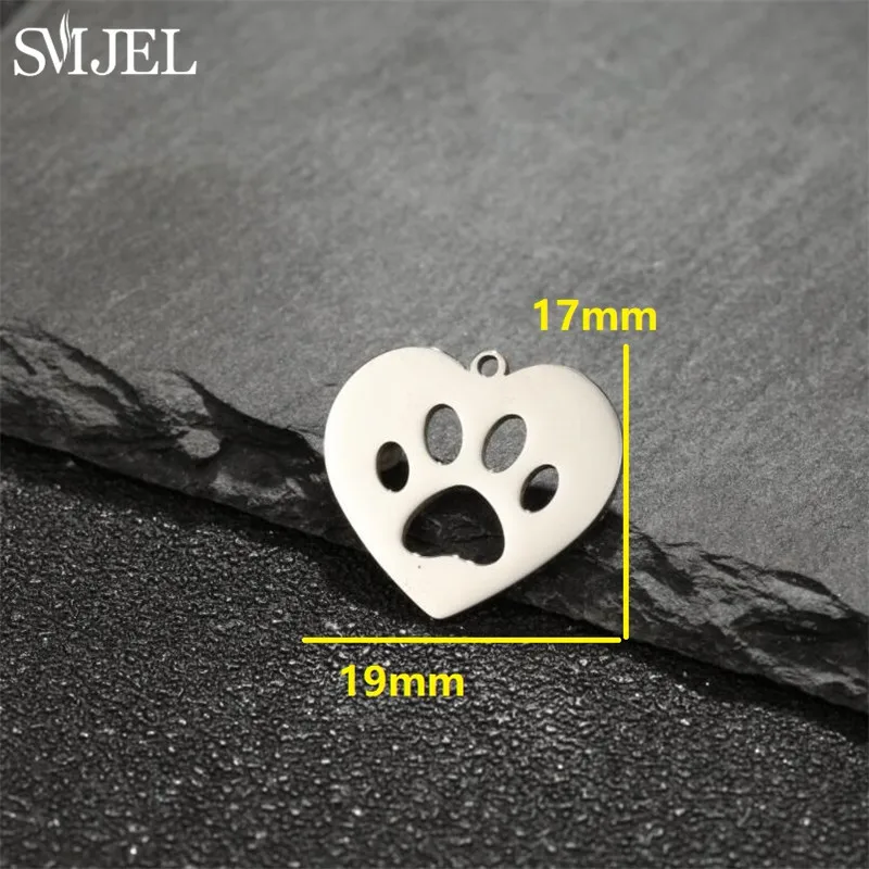 5pcs Lovely Stainless Steel Dachshund Corgi Charms for Jewelry Making Small Dog Paw Necklace Pendant DIY Accessories Wholesale