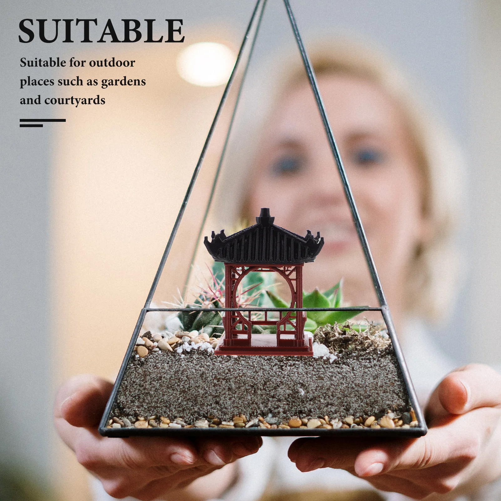 

Miniature Pavilion Statue Plastic Realistic Colors Micro Landscape Aquarium Fish Tank Garden Sand Table Decor Miniature Pavilion