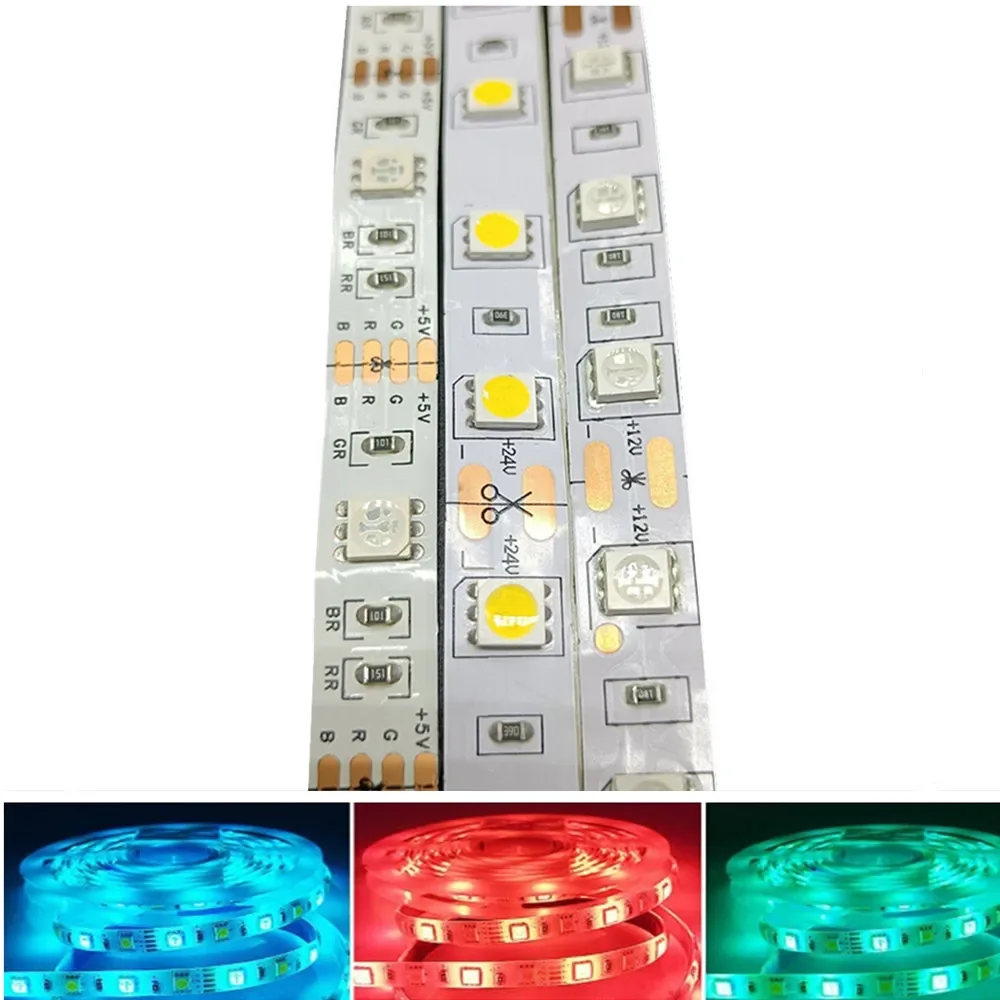 5V 12V 24V RGB LED Strip Light Waterproof 5050 5M Flexible RGB Led Strip Light 5 12 24 V Tape Led Strip Lamp Tv Backlight Ribbon