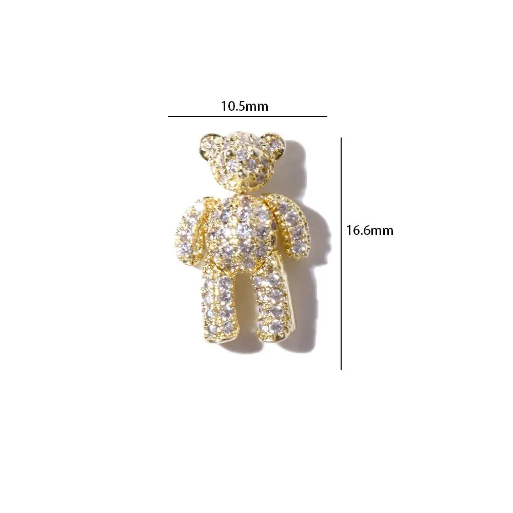 Ouro rosa ouro zircões encantos brilhantes cristal 3d strass decorações da arte do prego manicure urso jóias do prego