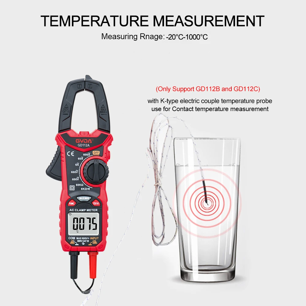 GVDA Digital Clamp Meter DC AC Current Multimeter True RMS 6000 Counts Pliers Ammeter Resistance Frequency Tester Voltage Tester