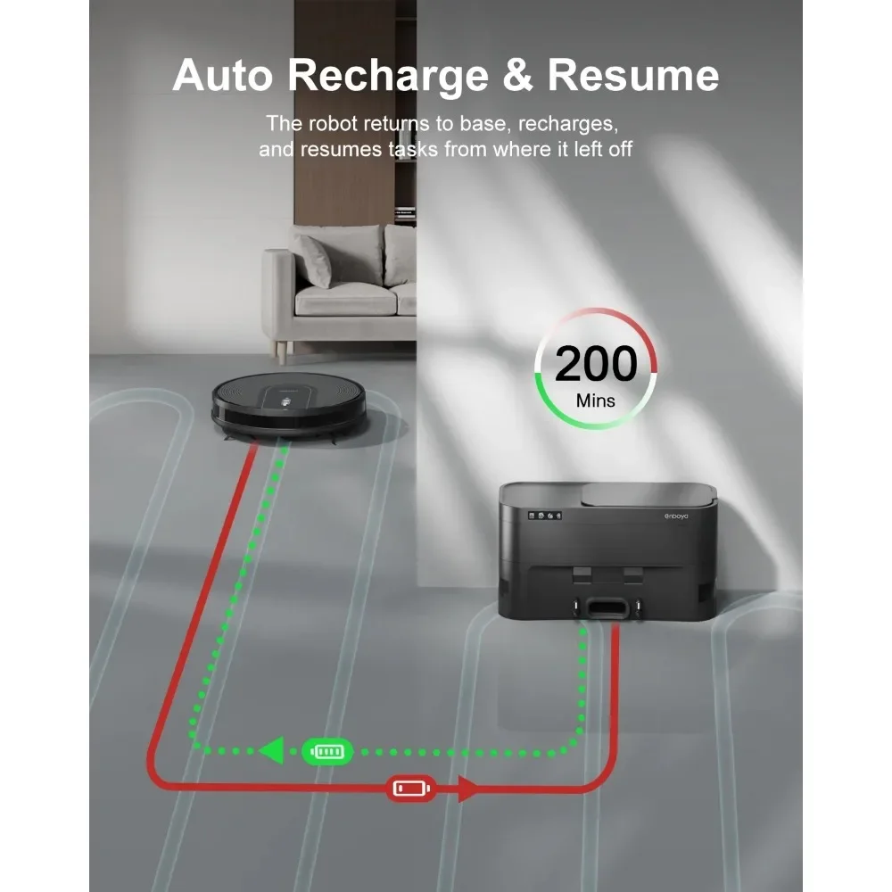 D60+ Robot Vacuum Cleaner Self Emptying Base, 85 Days of Dust, Powerful 9000Pa Suction, Wi-Fi/App/Voice Control, Smart Robotic