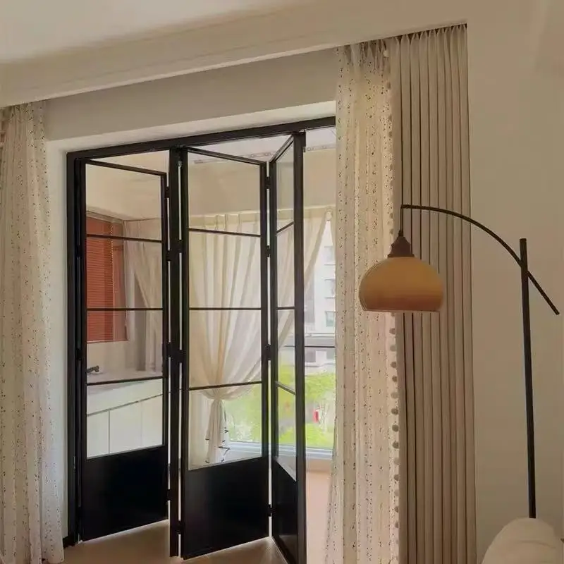 

French retro kitchen hanging rail folding door cream wind study living room bathroom sliding door partition door balcony