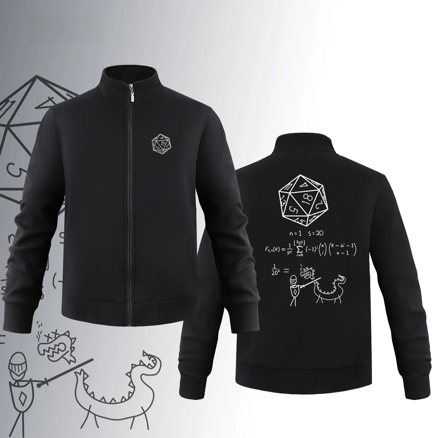 

Толстовка-куртка Bodhi Gate 3 Game Themed Asenn D20 с принтом кубиков и воротником-стойкой, удобная, хлопковая, с длинными рукавами, верхняя одежда