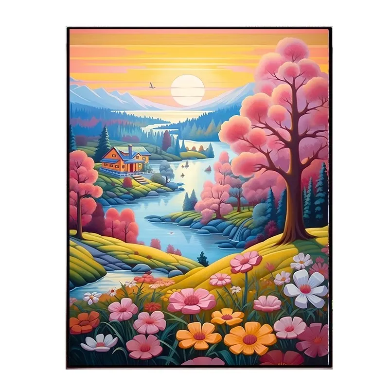 

9ct 60x80cm Beautiful Scenery Embroidery DIY Chinese Style Printed Kits Cross Stitch Needlework Set Home Decor Crafts