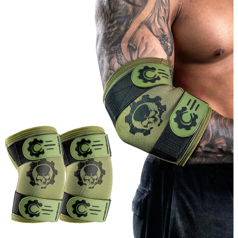 

5mm Neoprene Weight Lifting Elbow Sleeves for Men (1 Pair), Elbow Sleeves Weightlifting Men with 2 Adjustable Compression