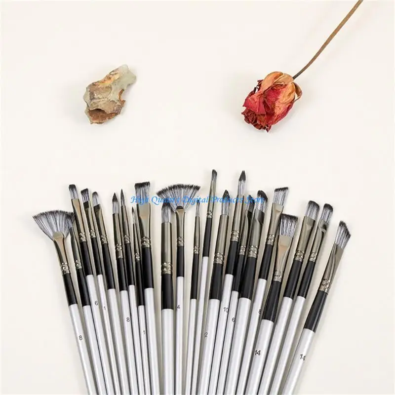 

U2JE 24Pcs Artist Paint Brushes for Watercolor, Acrylic, Oil, Rock Painting, Body Painting, Art, with Organizing Case