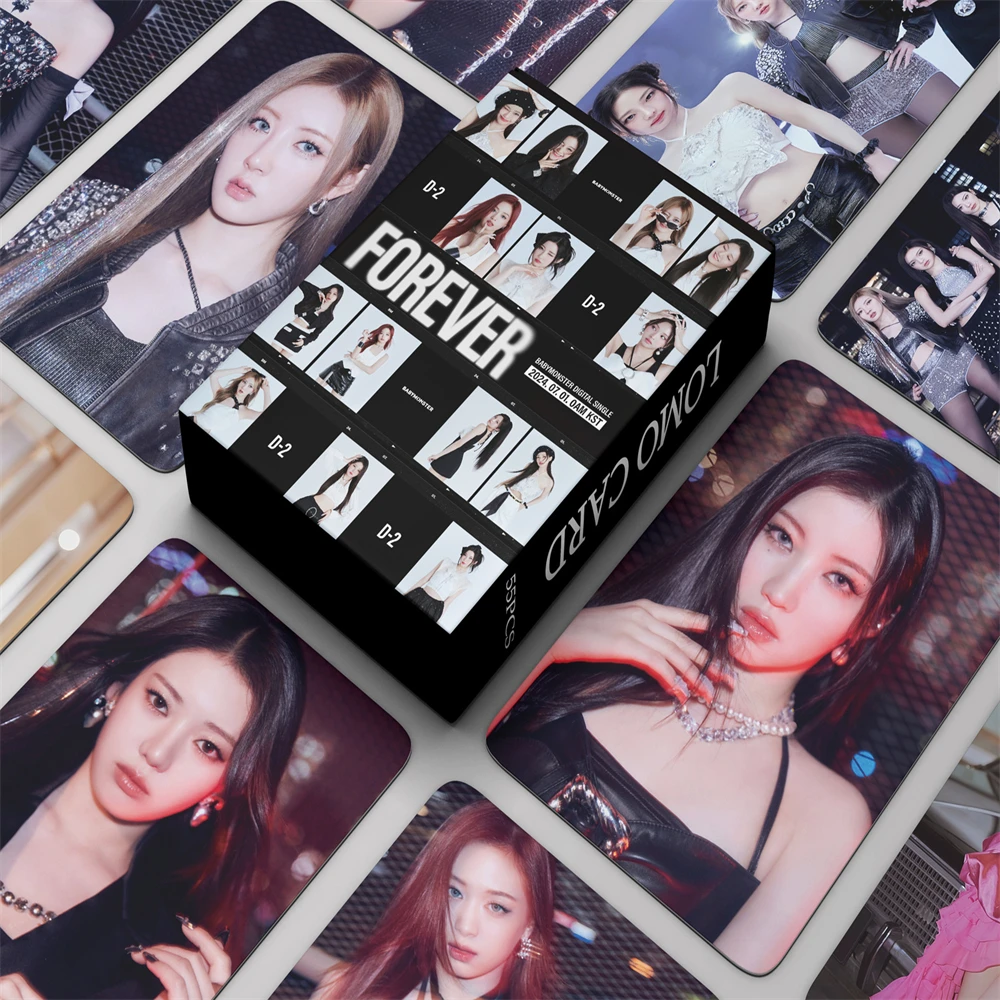 55Pcs/Set Kpop BABYMONSTER Postcards Album FOREVER Lomo Cards HARAM AHYEON RORA RUKA ASA PHARITA Two-Sided Photocard Fans Gift