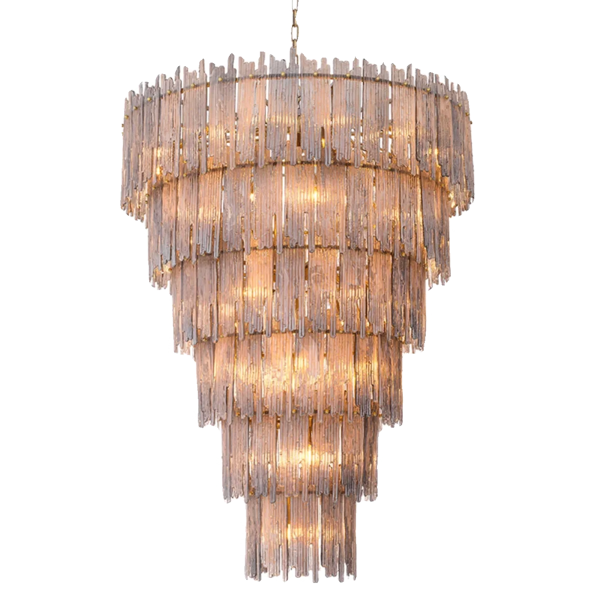 

American Grey Glass Modern Chandelier High Ceiling Lighting Large Hanging Pendant Lamp for Living Room Lobby Interior Decor